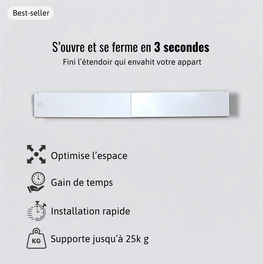 Étendoir mural blanc - Pratique-store