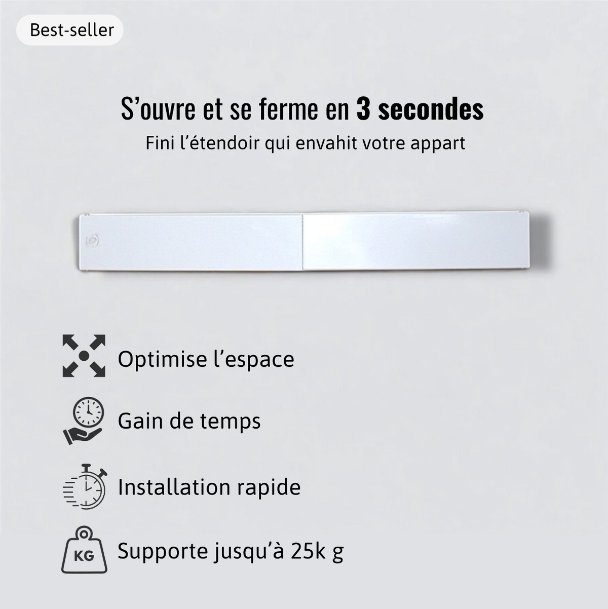 Étendoir mural blanc - Pratique-store