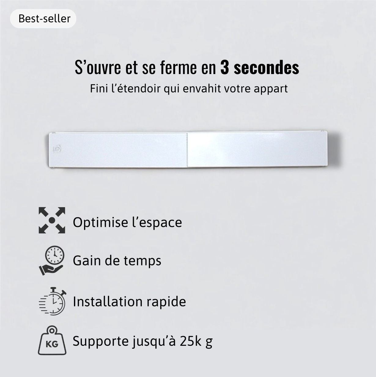 Étendoir mural blanc - Pratique-store